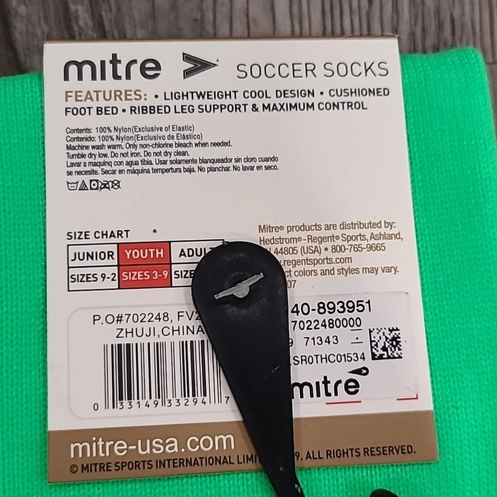 Mitre Soccer Socks Size Junior, Shoe Size 9-2